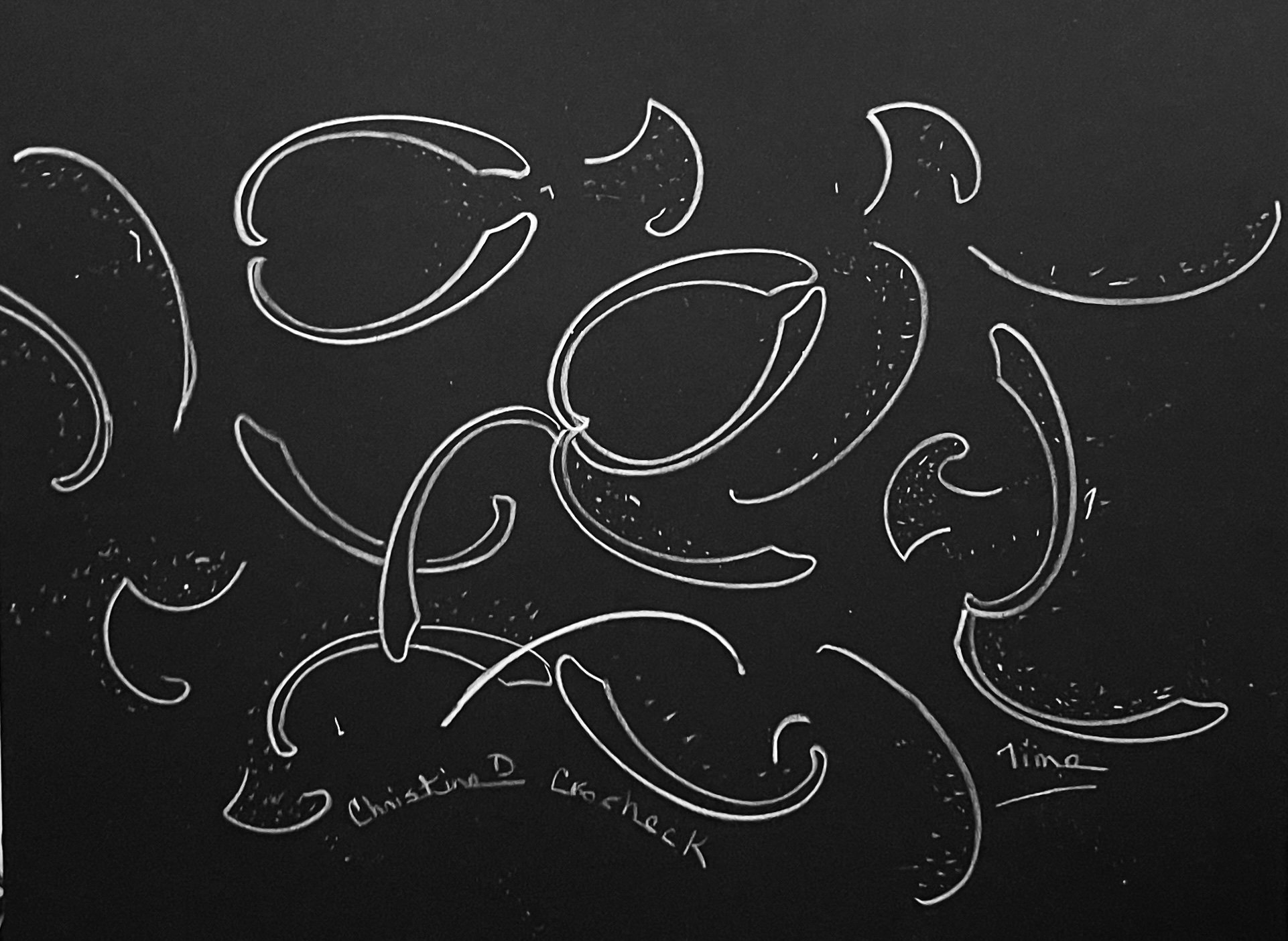 Abstract Black and White Drawing, Original, Title: “Time”, 12” by 9”, $420 (Unframed)