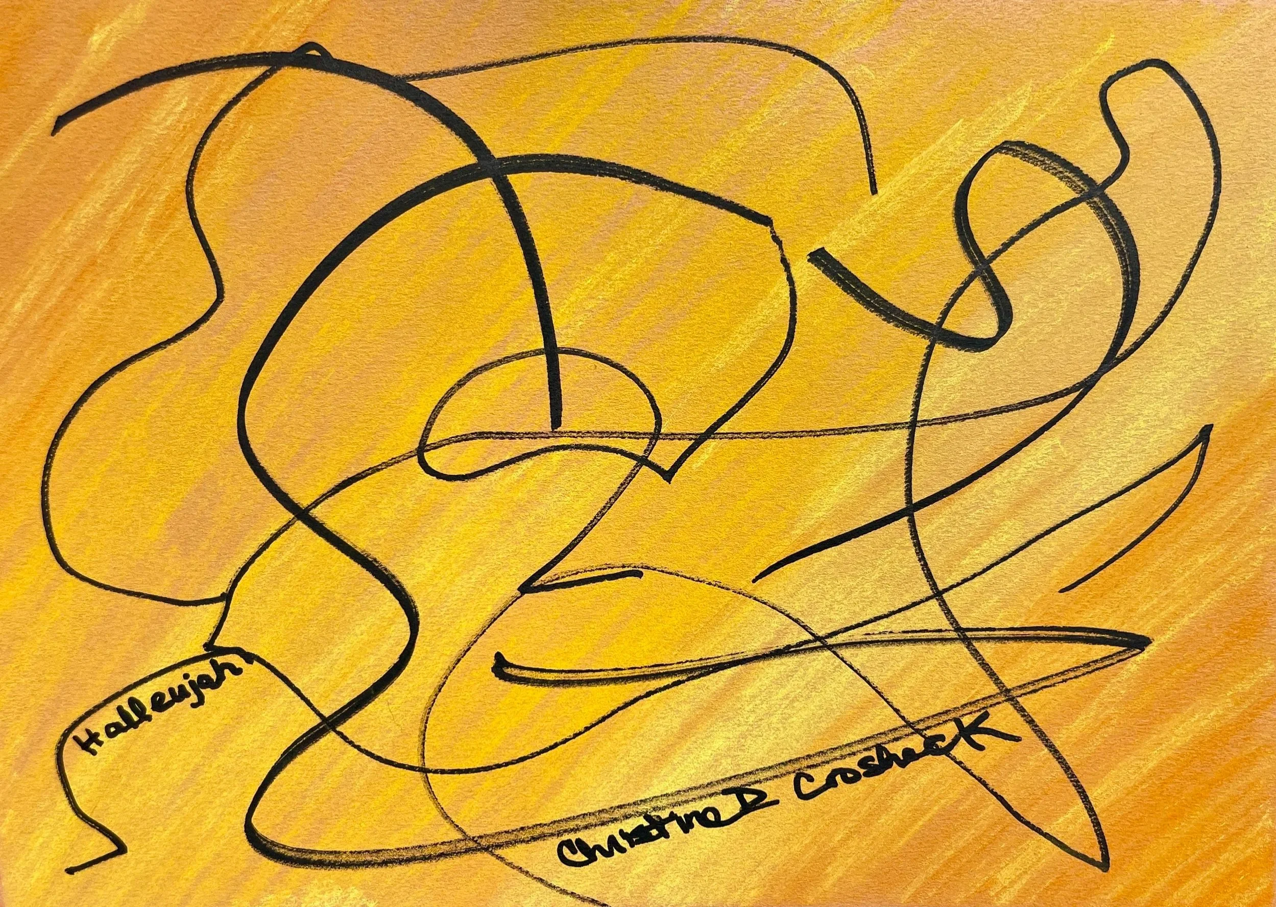 Abstract Art, Original Mixed Media Painting, (Pastel + Marker On Paper), Title: “Hallelujah”, 12” by 9”, $420 (Unframed)