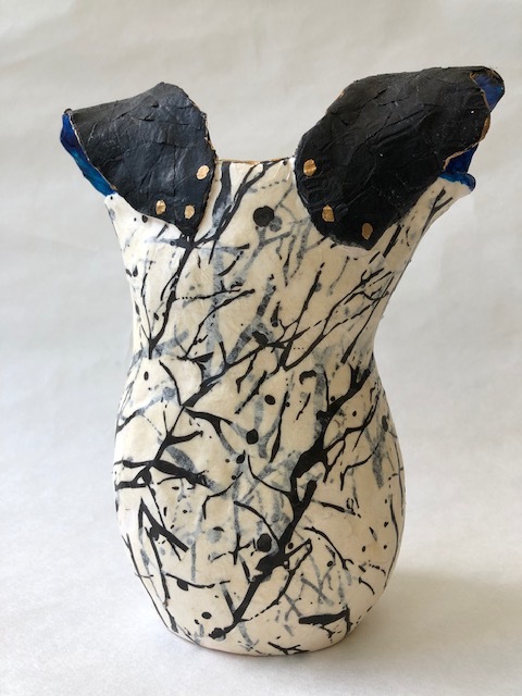 Black and White Dress-Vase — porcelain + decoupage