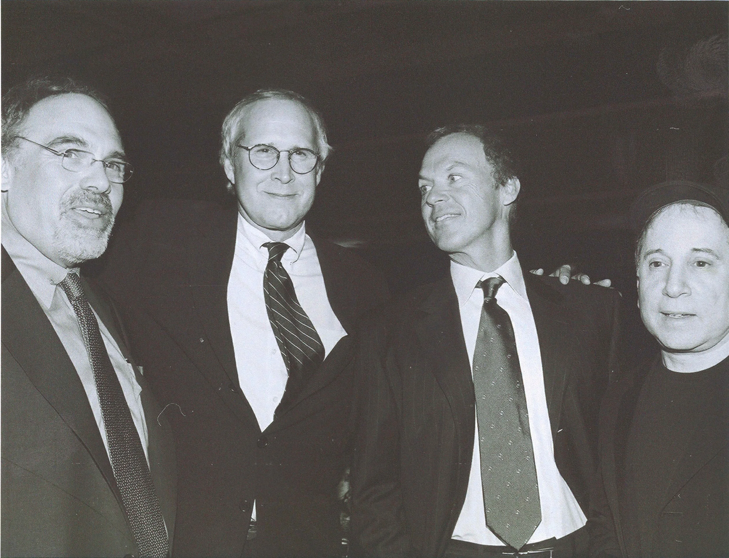 Irwin, with Chevy Chase, Michael Keaton, & Paul Simon at CHF Gala, 2003