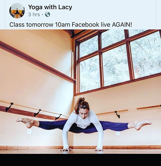 DANVE FRIENDS... Join the fun with Lacy Gandenberger @yogawithlacy! She will be having a free yoga class on Facebook tomorrow at 10:00am. #yoga #yogaclass #yogawithlacy #shelterinplace #yogaathome #tandcompany_dance