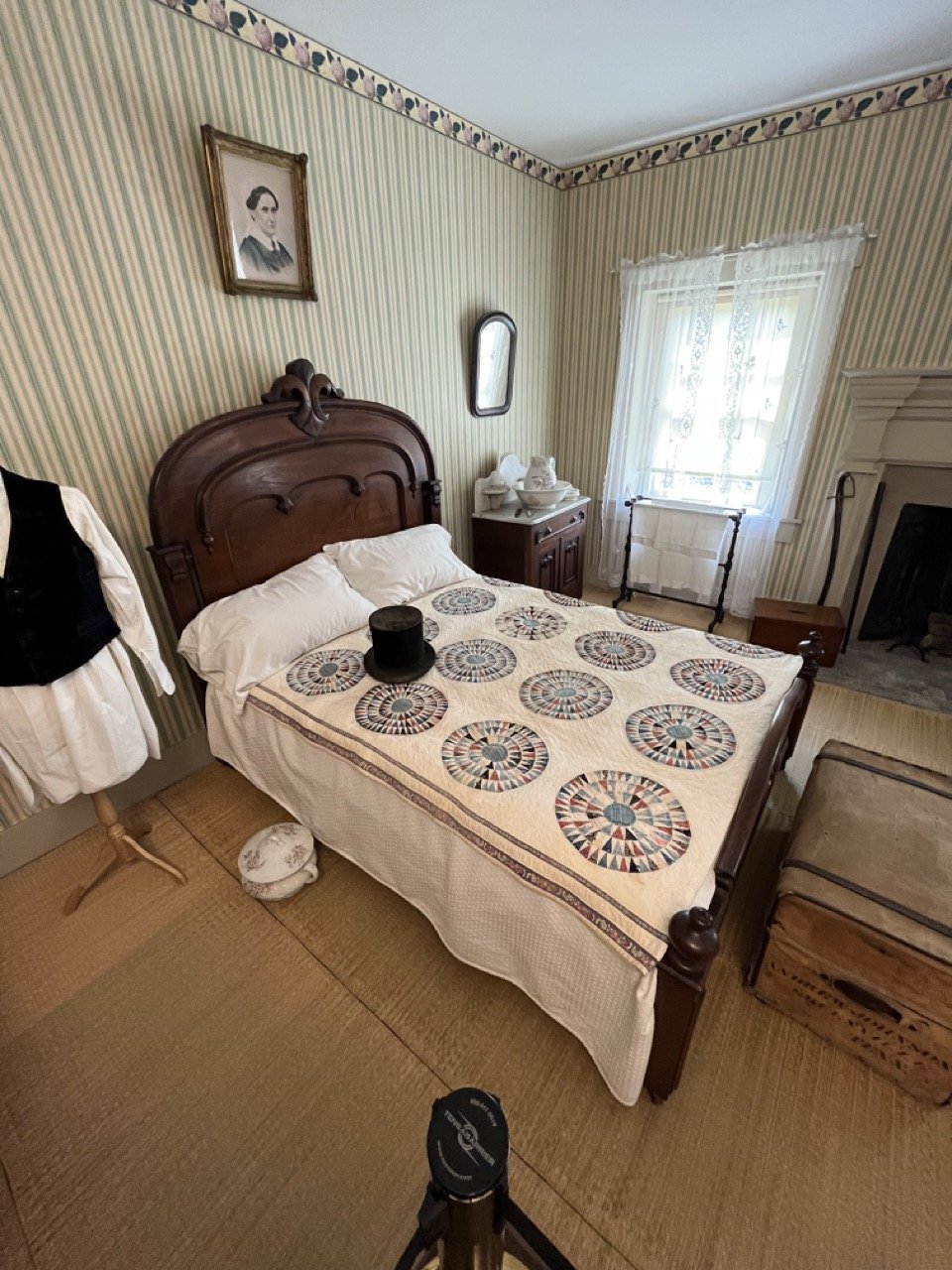 President Johnson's bed with his top hat on it.