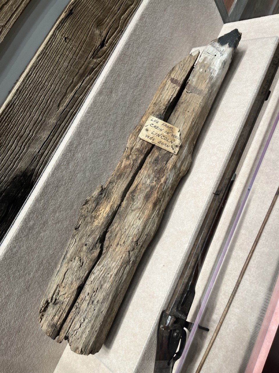 An actual log from the cabin Lincoln was born in!