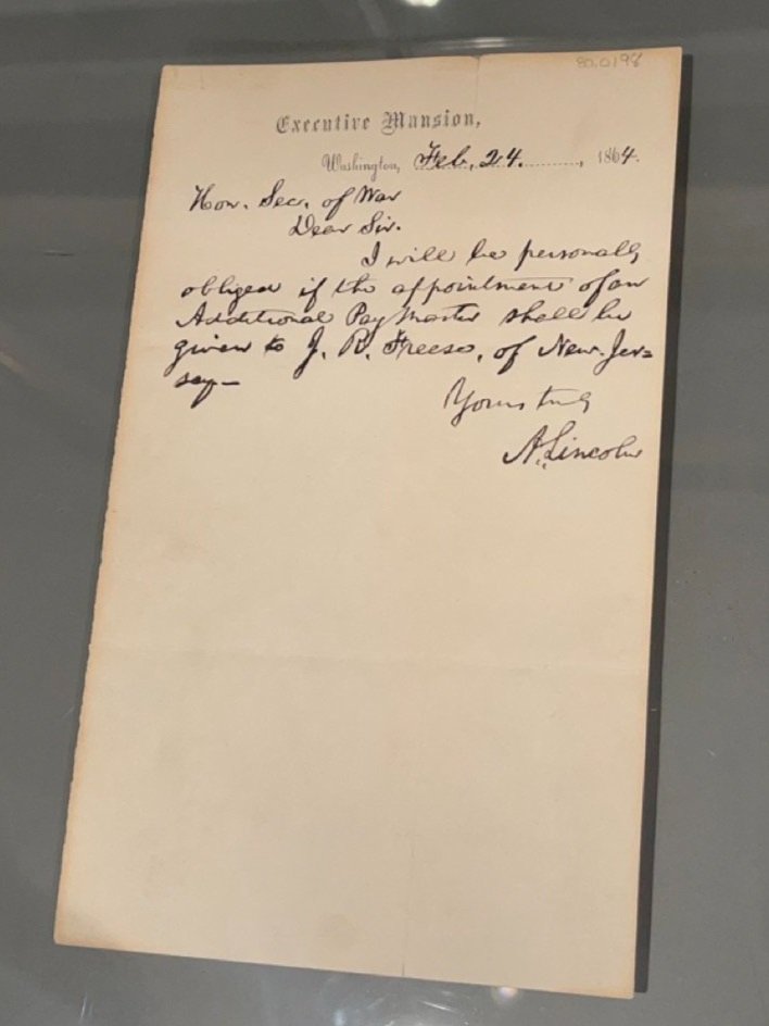 A handwritten letter by President Lincoln