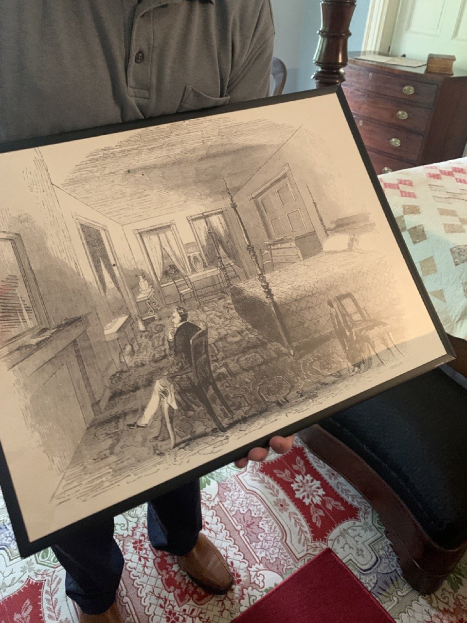 Sketch of Buchanan in his bedroom