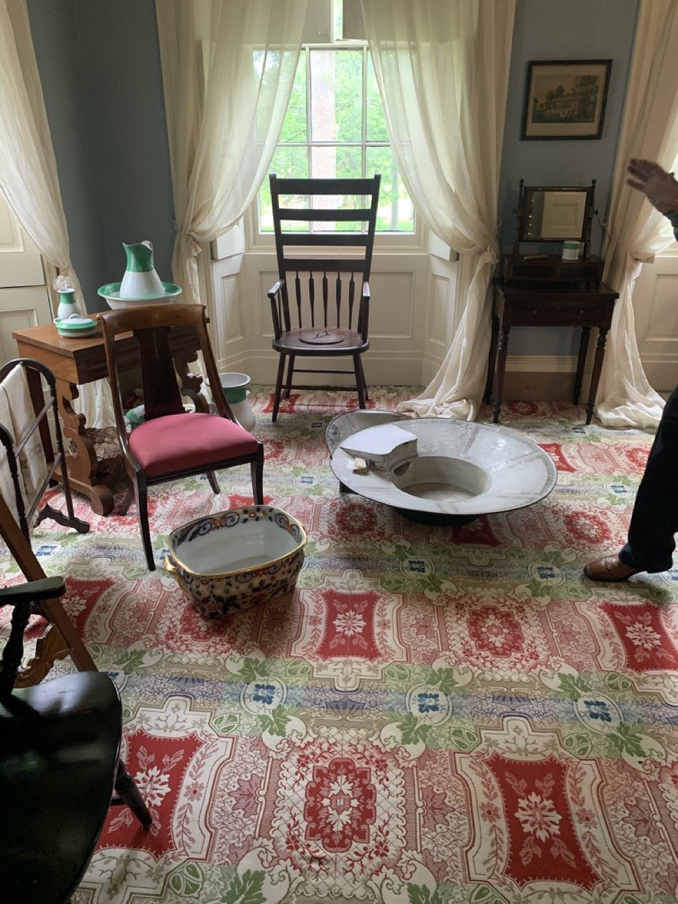Buchanan's bedroom with hat tub &amp; "necessary chair"