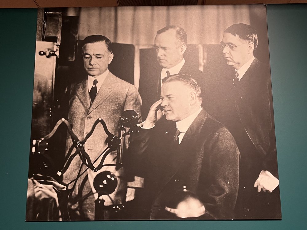Hoover making the first intercity TV broadcast! 1927