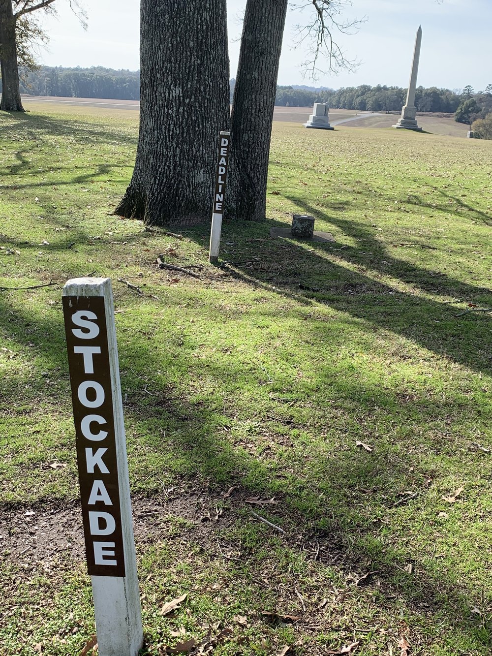 Markers marking the boundaries of the stockade