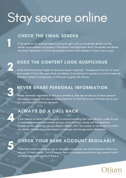 Using Emails Safely 5 tips to keep your email secure — Otium Concierge