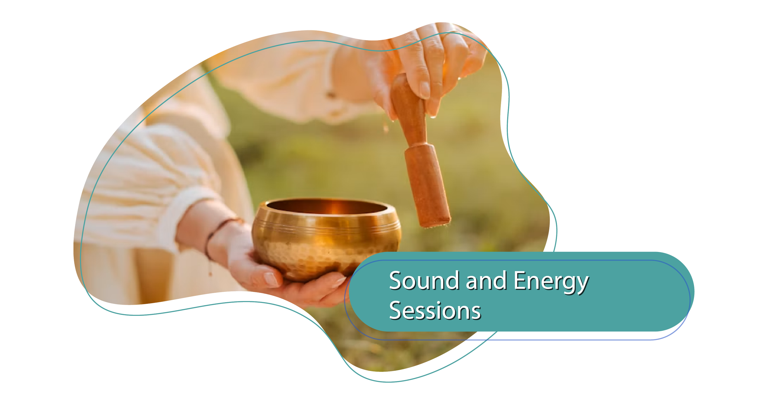 Woman holding a small singing bowl and wand.