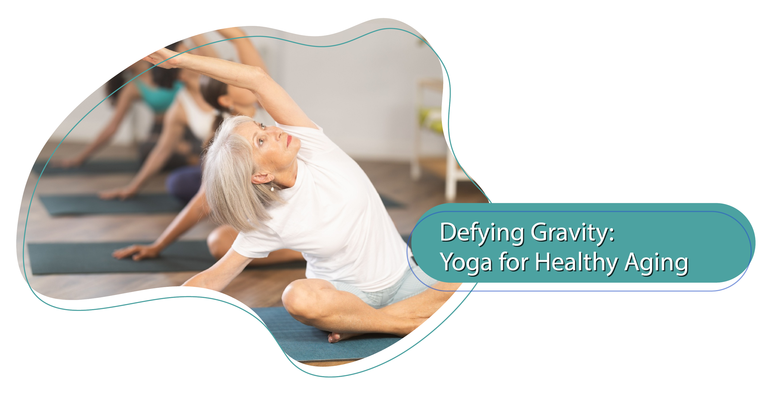 A group of women on yoga mats performing a gentle side stretch.