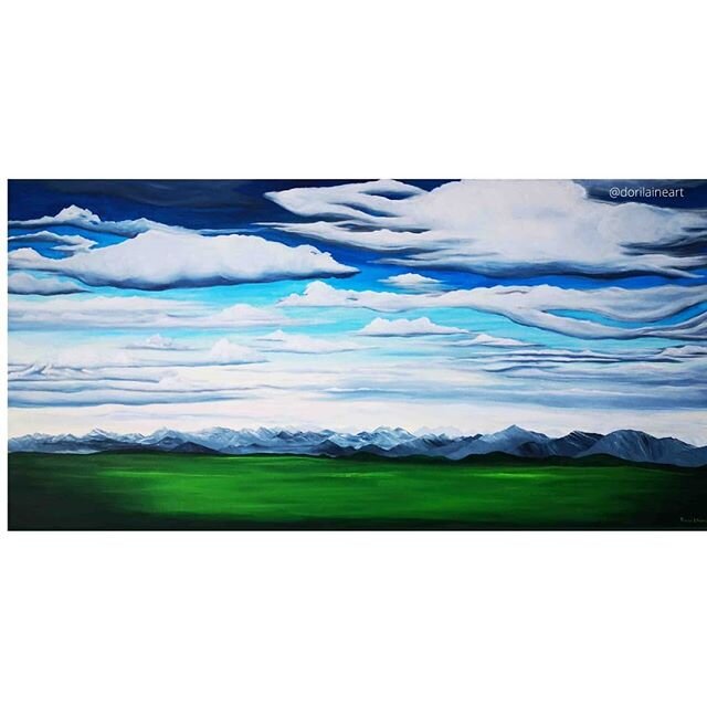 Mercurial Skies. 24&quot; x 48&quot; Acrylic on canvas.

One of the things that I love about this painting is the look on my husband's face when he saw it, and when he named it. Art isn't just a thing, it's a feeling we give. 
Currently self-isolatin