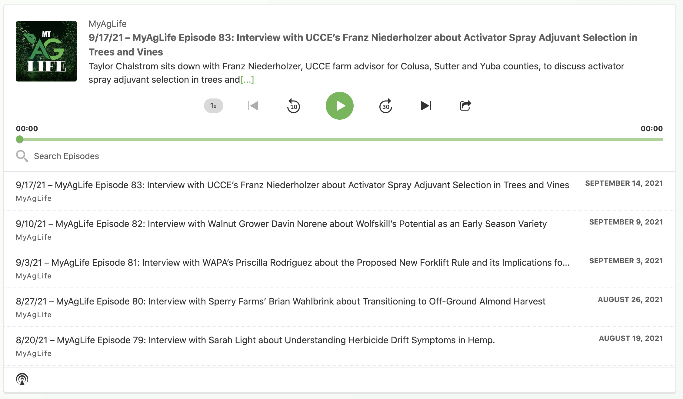 WRCCA Board Member Franz Niederholzer Interviews with MyAgLife