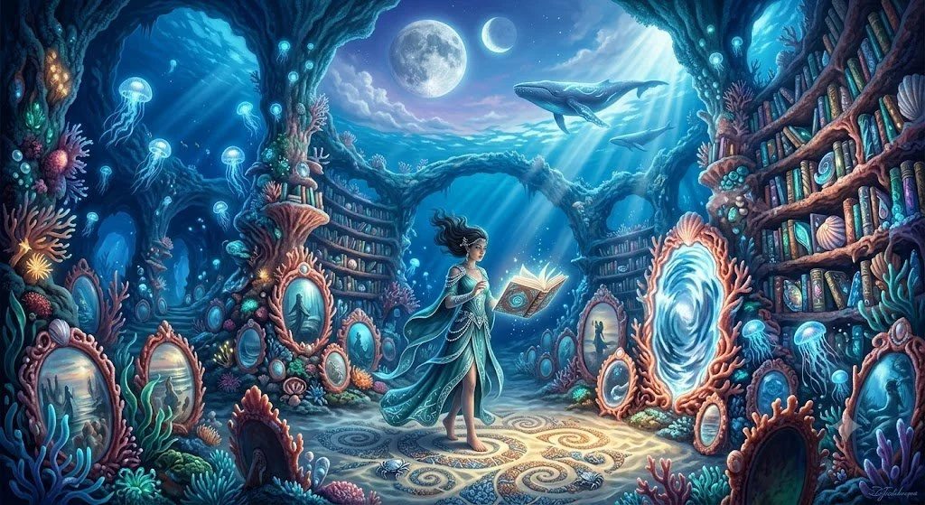 StoryScope for Sun conjunct Mercury Rx : THE LIBRARY BENEATH THE TIDE
