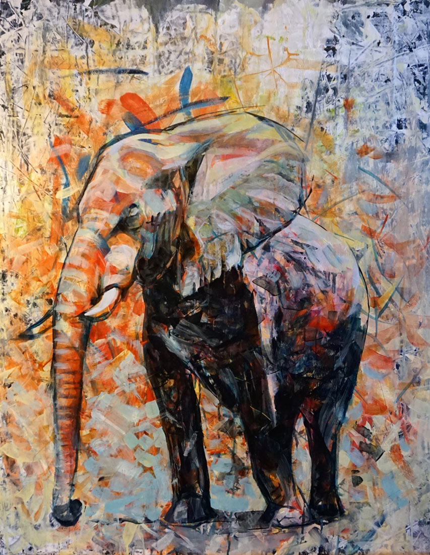Elephant Oil on wood panel 24x30 2015 SOLD
