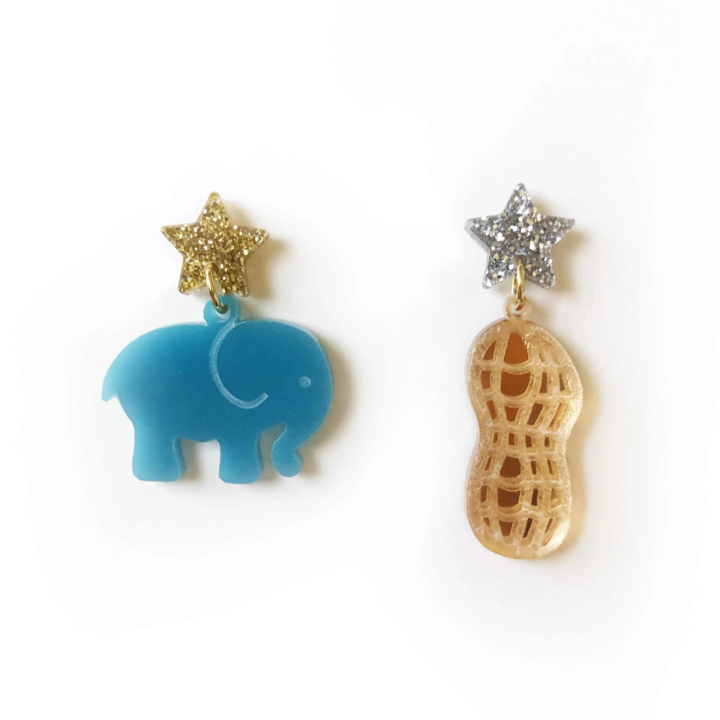 Elephant and Peanut Earrings