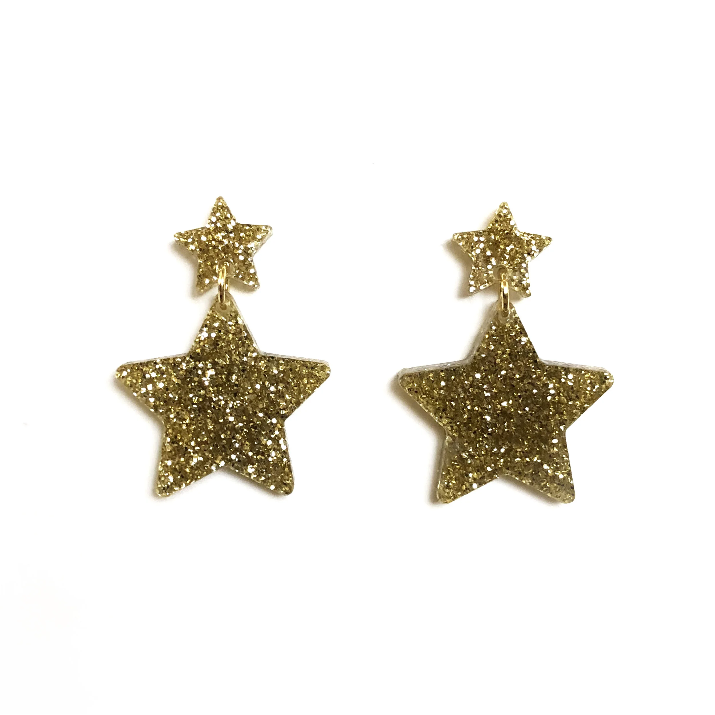 Gold Dangle Star Earrings