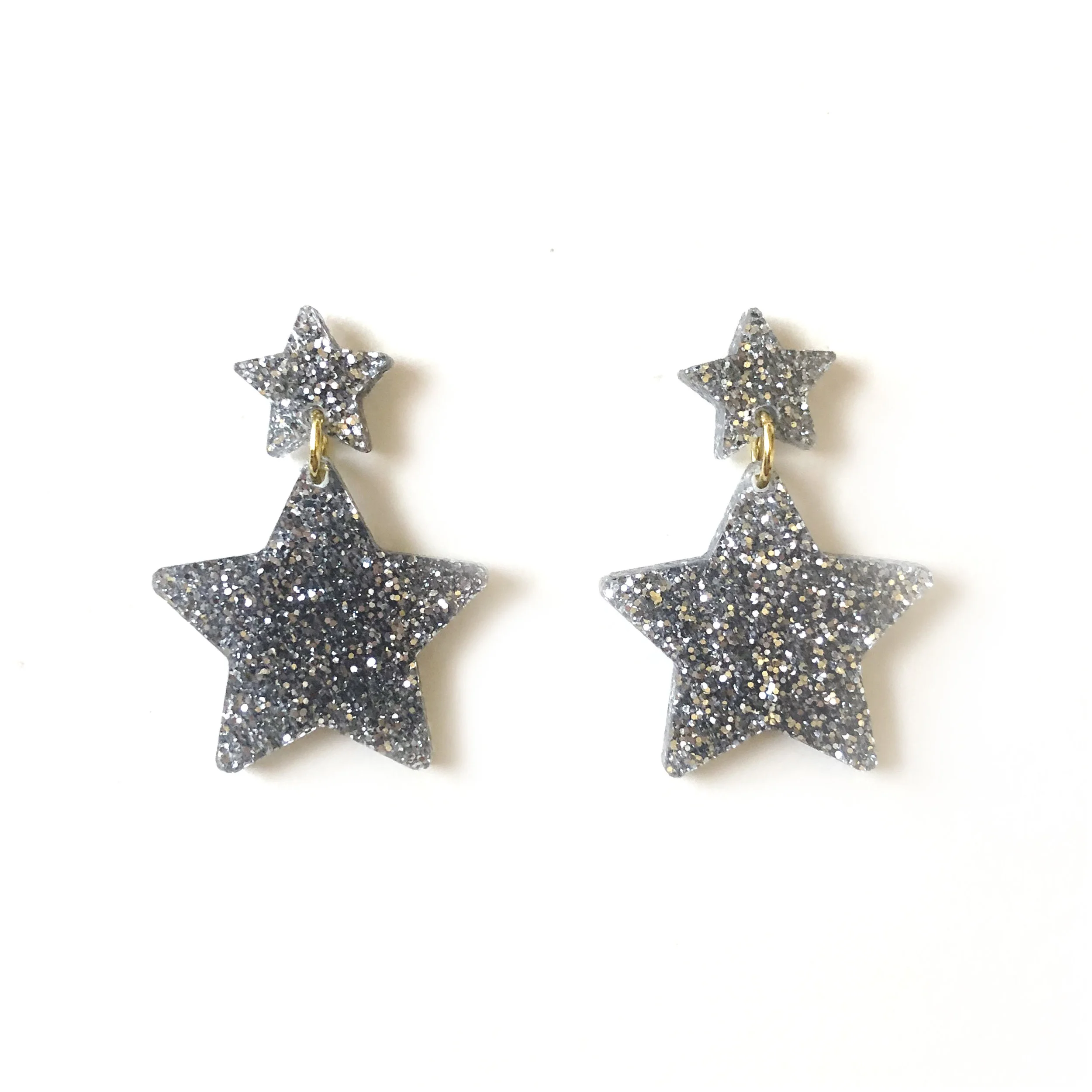 Silver Dangle Star Earrings