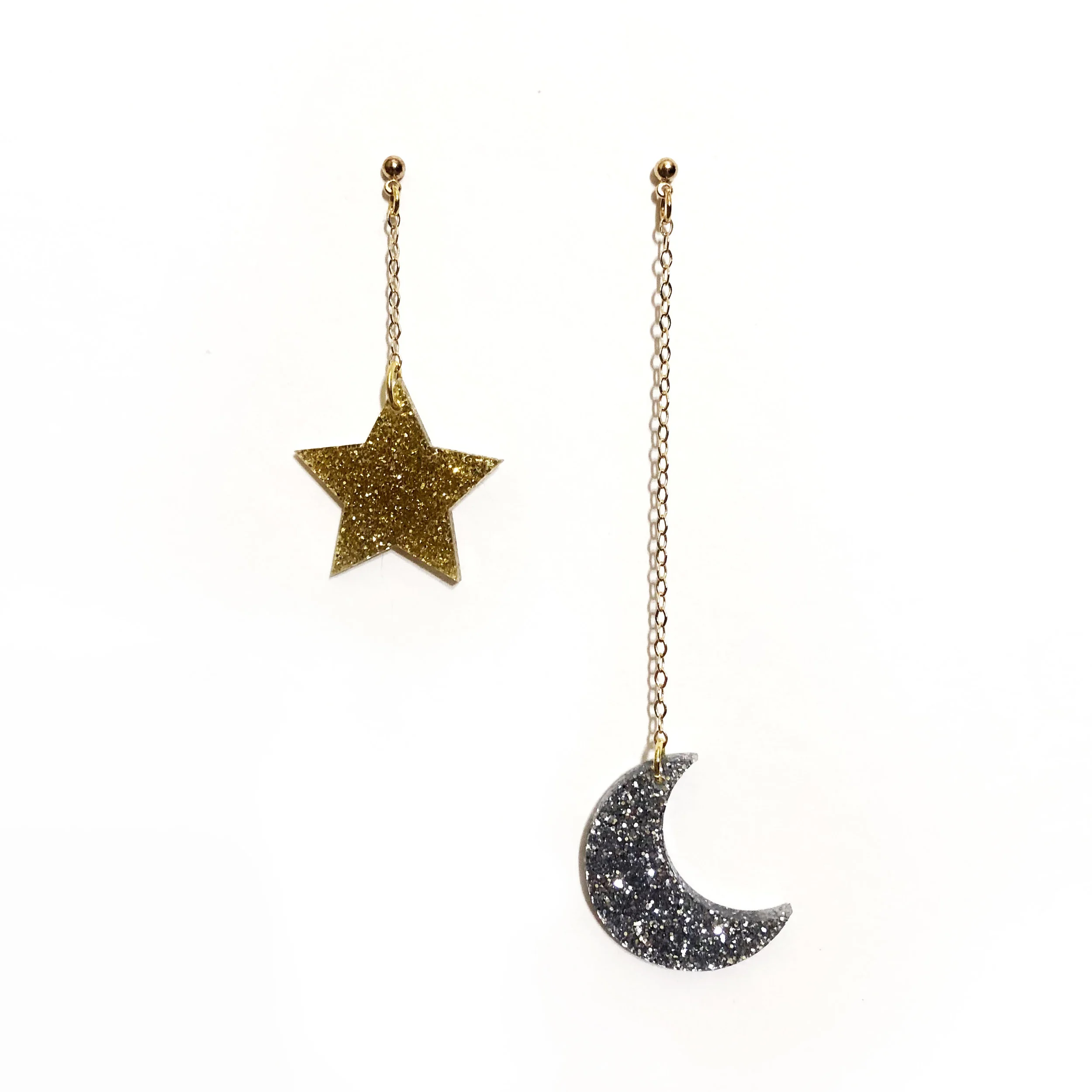 Dangle Star and Moon Earrings