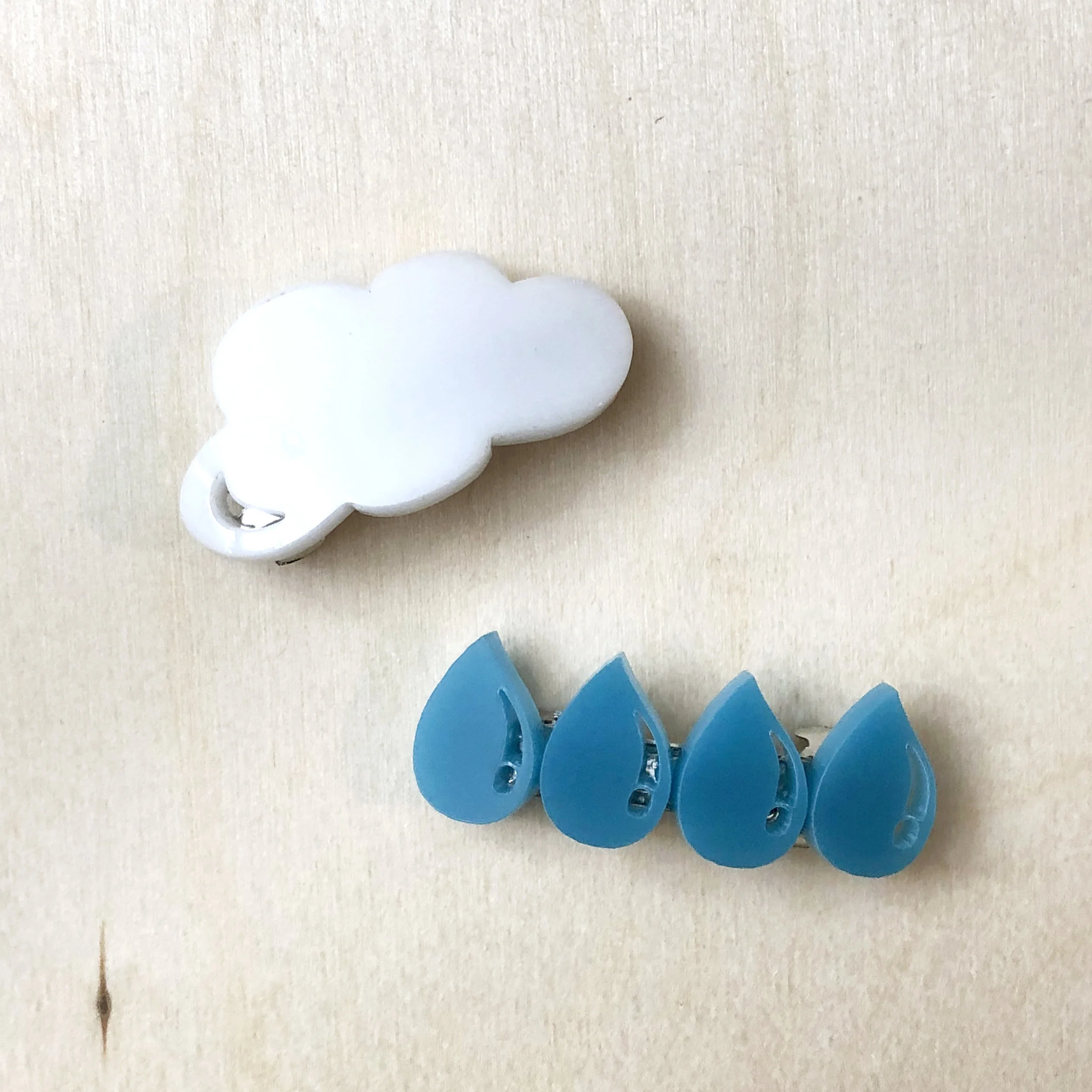 Cloud and Raindrops Barrette
