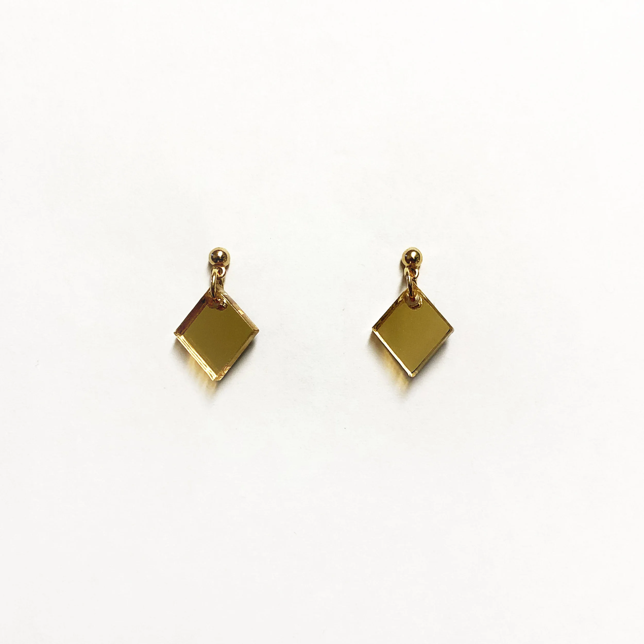 Gold Mirror Rhombus Earrings