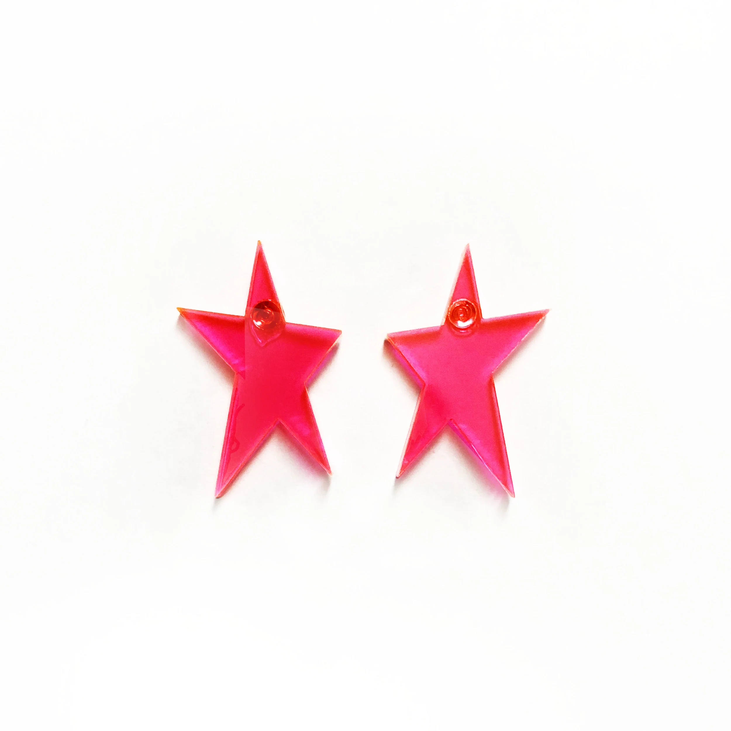 Neon Pink Star Earrings