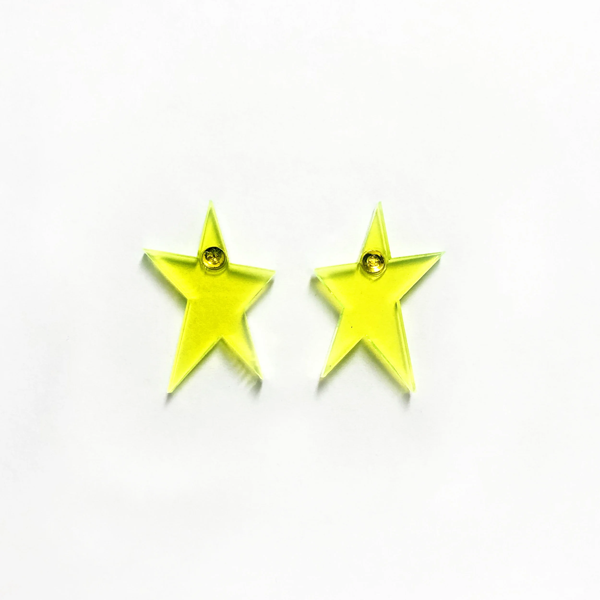Neon Yellow Star Earrings