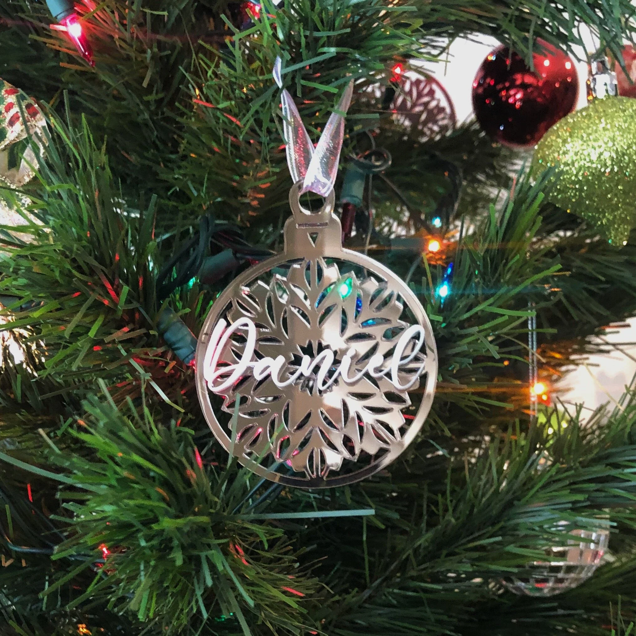 Bronze Mirror Custom Name Ornament