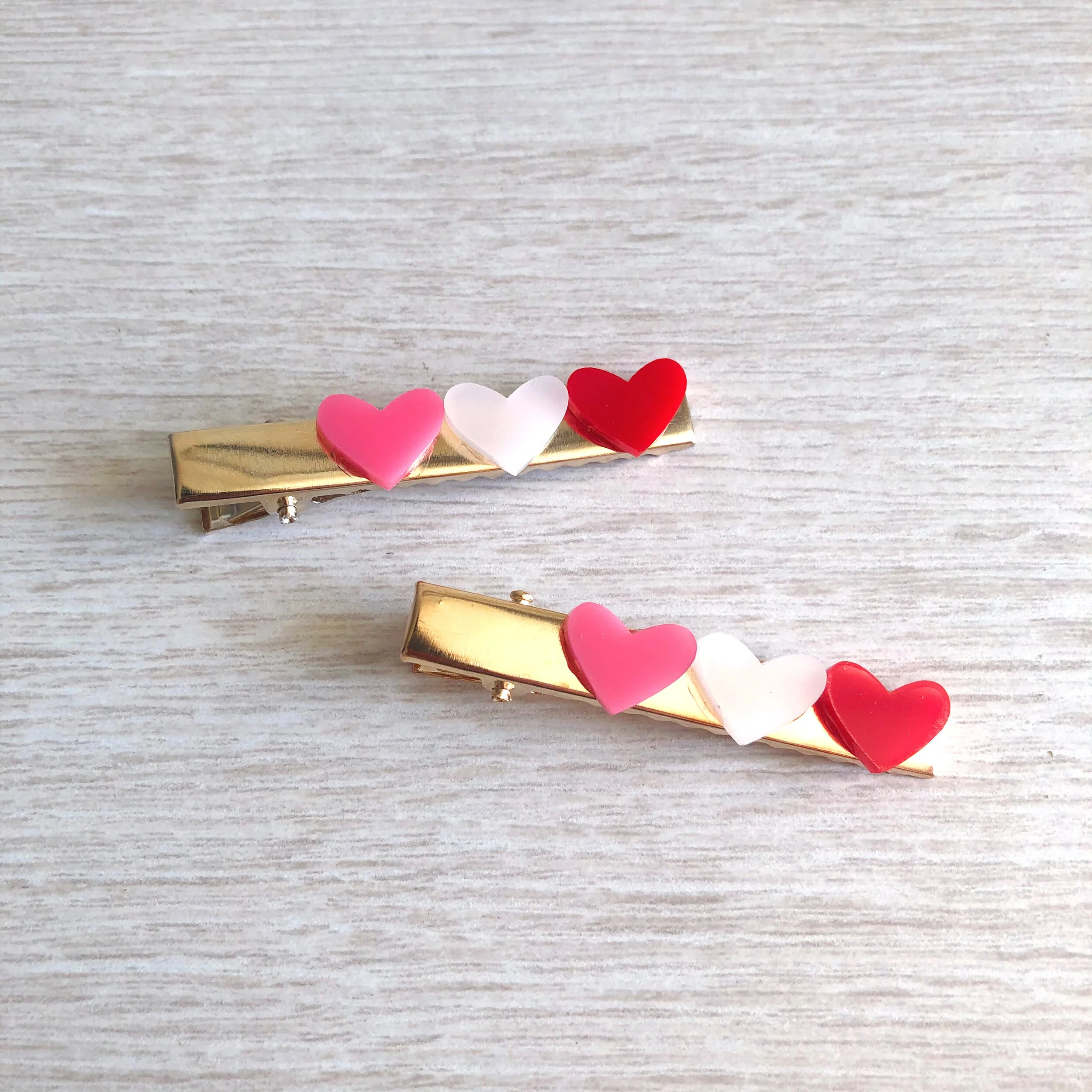 Triple Heart Barrettes
