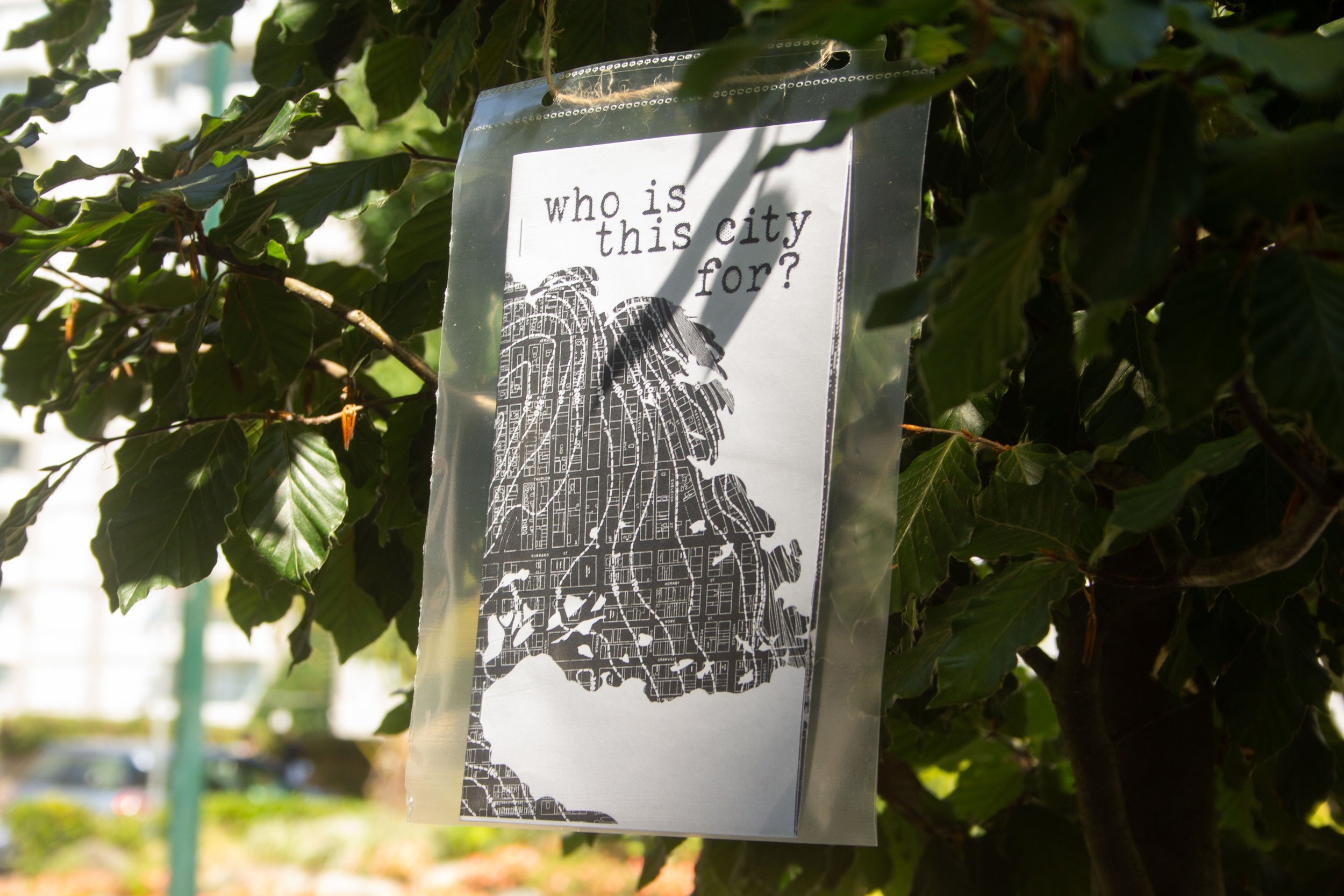 Paige Smith, Who is this city for? 2022, zine project distributed on neighbourhood street trees 1.jpg