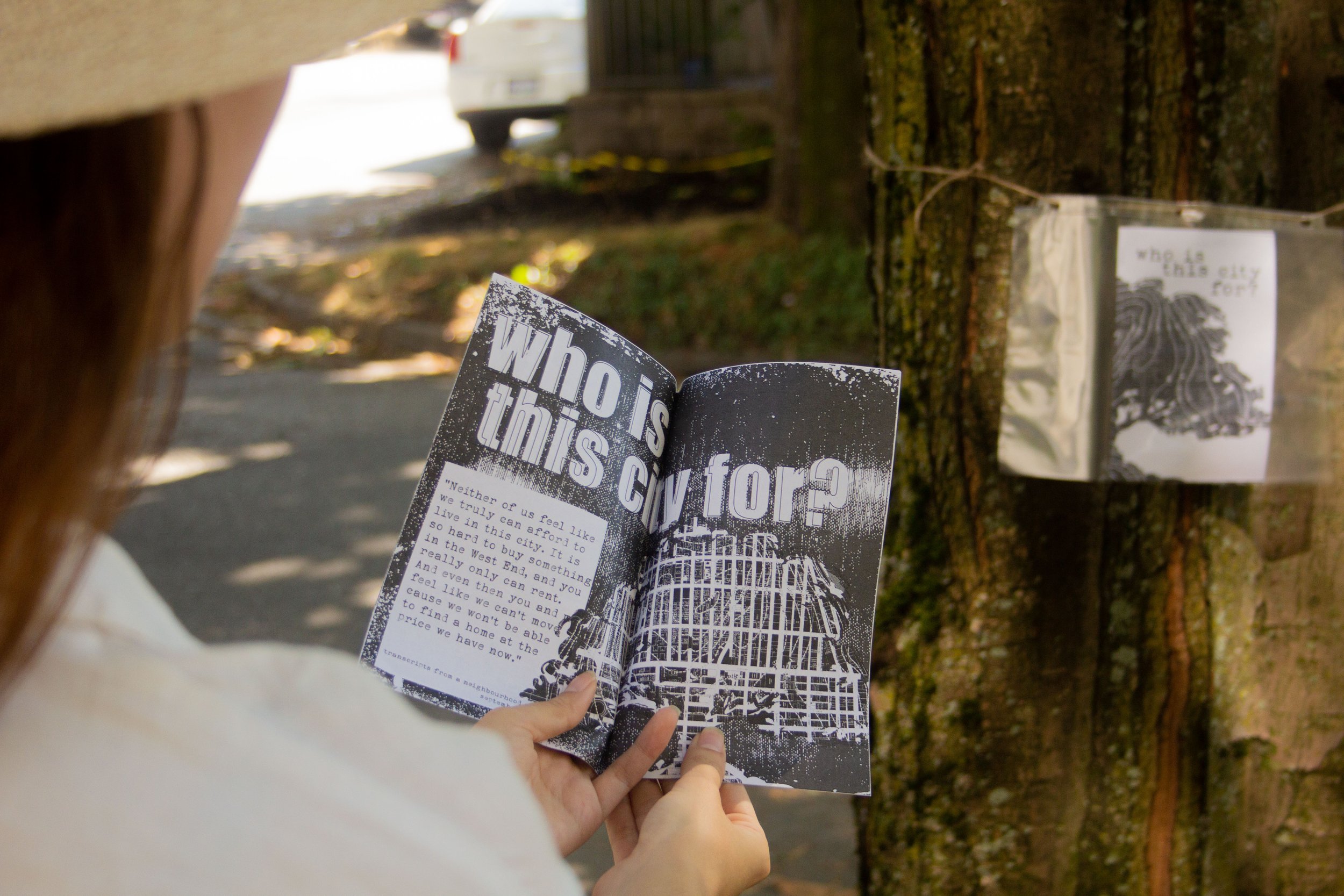 Paige Smith, Who is this city for? 2022, zine project distributed on neighbourhood street trees 4.jpg