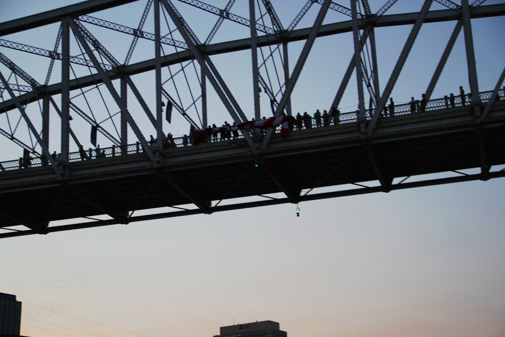  2020 9/11 Flag Tribute on Nashville Walking Bridge – 9/11 REMEMBERED 2020 – Photo: Cierra Mazzola – All Rights Reserved 