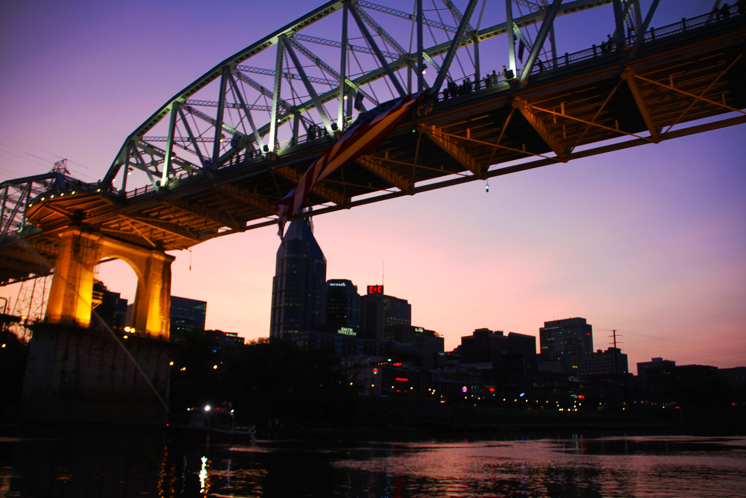  2020 9/11 Flag Tribute on Nashville Walking Bridge – 9/11 REMEMBERED 2020 – Photo: Cierra Mazzola – All Rights Reserved 