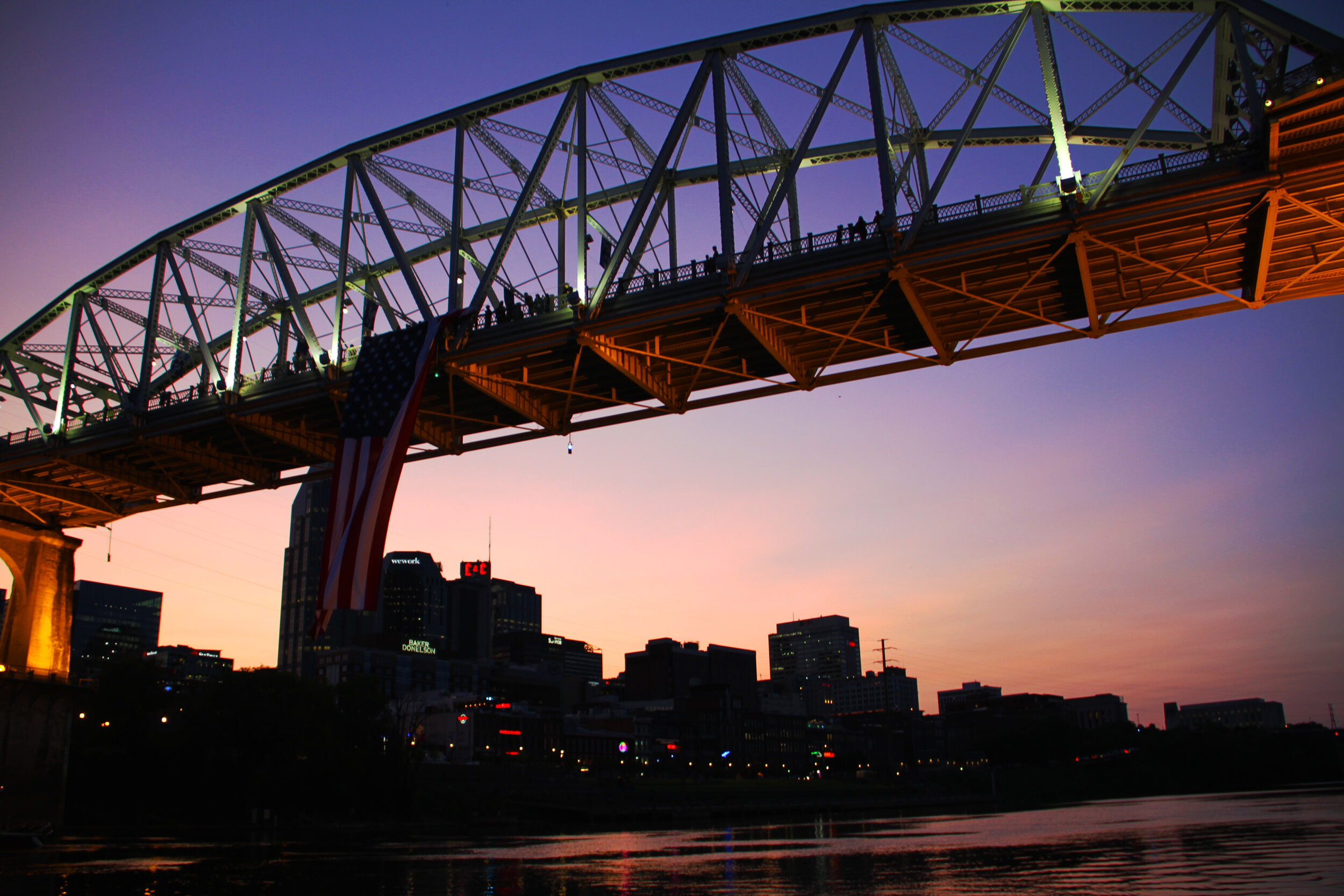  2020 9/11 Flag Tribute on Nashville Walking Bridge – 9/11 REMEMBERED 2020 – Photo: Cierra Mazzola – All Rights Reserved 