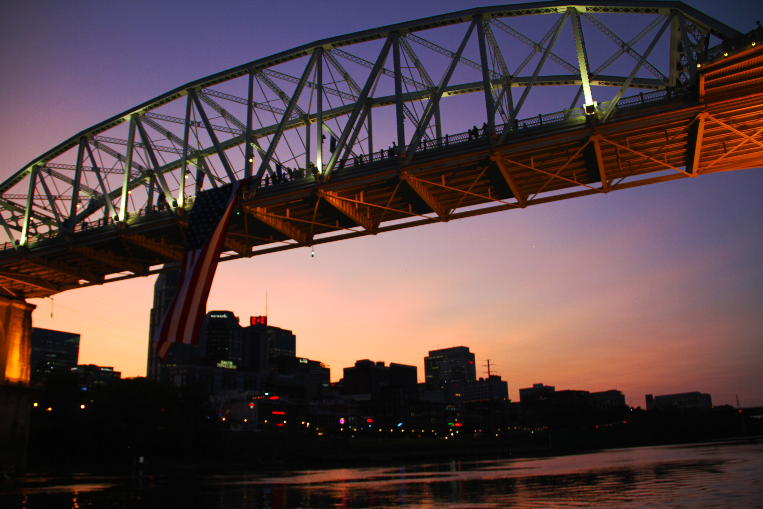  2020 9/11 Flag Tribute on Nashville Walking Bridge – 9/11 REMEMBERED 2020 – Photo: Cierra Mazzola – All Rights Reserved 