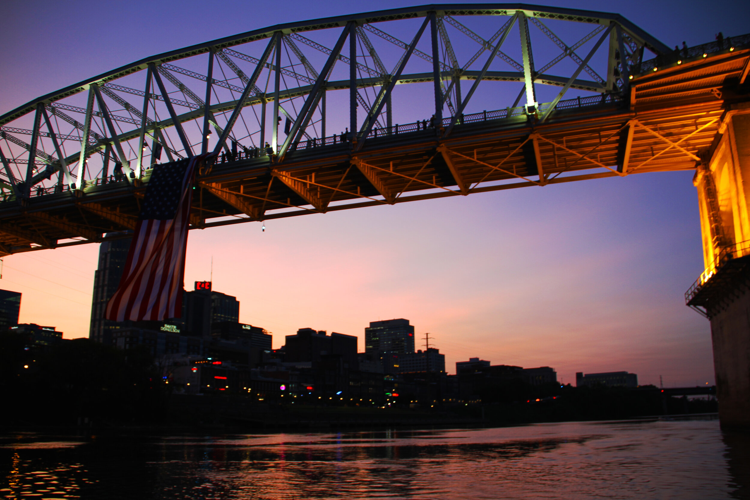  2020 9/11 Flag Tribute on Nashville Walking Bridge – 9/11 REMEMBERED 2020 – Photo: Cierra Mazzola – All Rights Reserved 