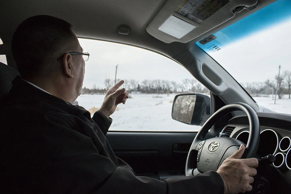   Doug points out where he grew up on Spirit Lake.  