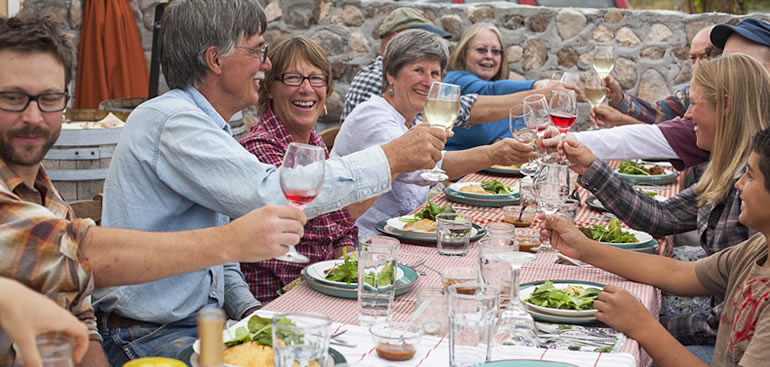 Wink leads a toast at Mesa Winds Farm & Winery in Hotchkiss, Colorado.