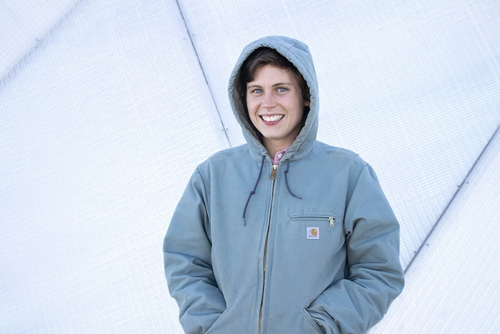 AmeriCorps VISTA member Hollis Vanderlinden at the Keya Wakpala Garden, in South Central South Dakota, on the Rosebud Reservation.