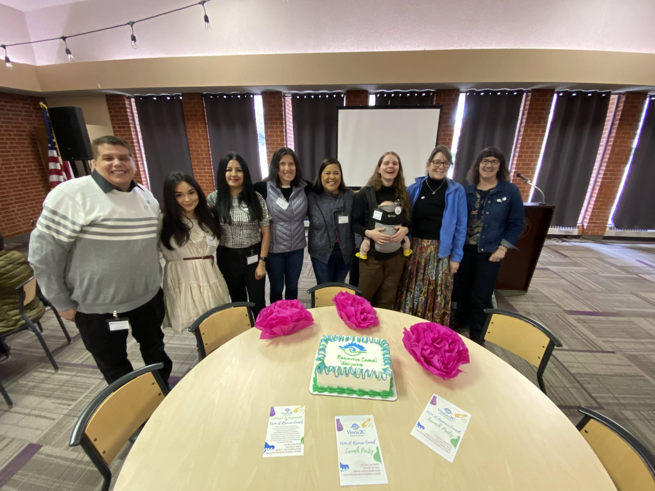 The Launch of V2C from left to right : Juan Saldana, Samantha Guerrero, Irene Ruiz, Ester Ceja, Marielena Vega, Christina Stucker-Gassi, Carrie Seymour, and Zoe Ann Olson.