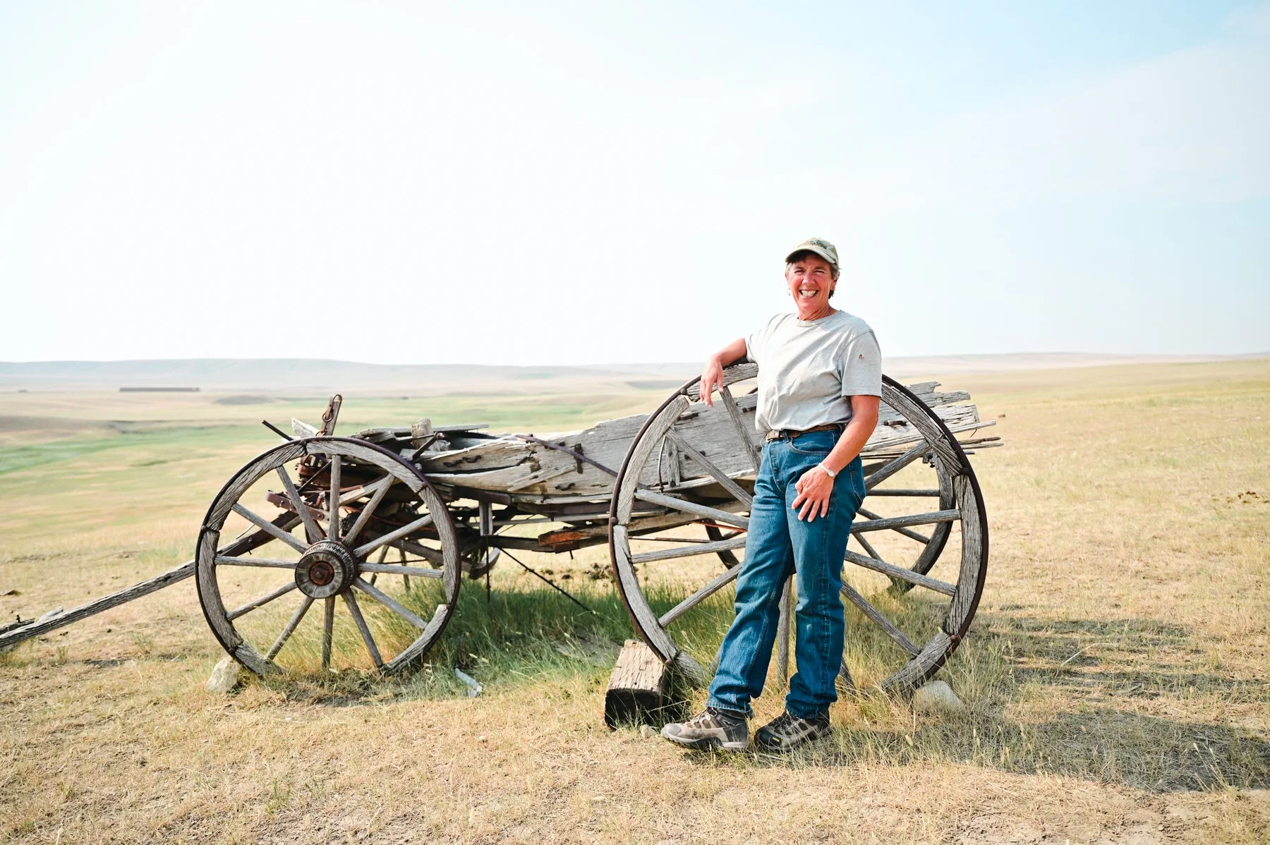 Lisa Schmidt poses for a portrait on her ranch in Conrad, MT.