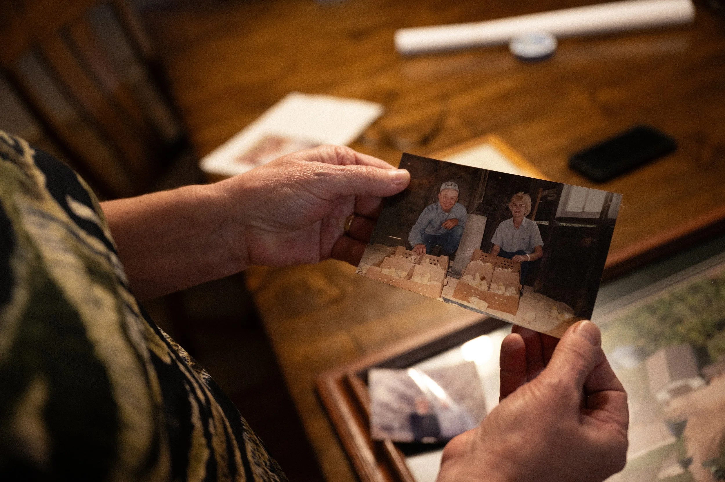  A photo of Mary’s parents with crates of chicks.  