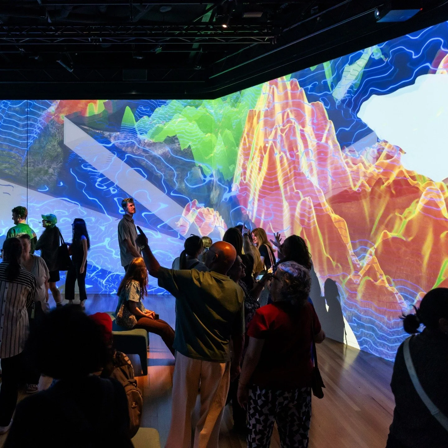 Photo of Rel Pham's Skybox large scale projection work