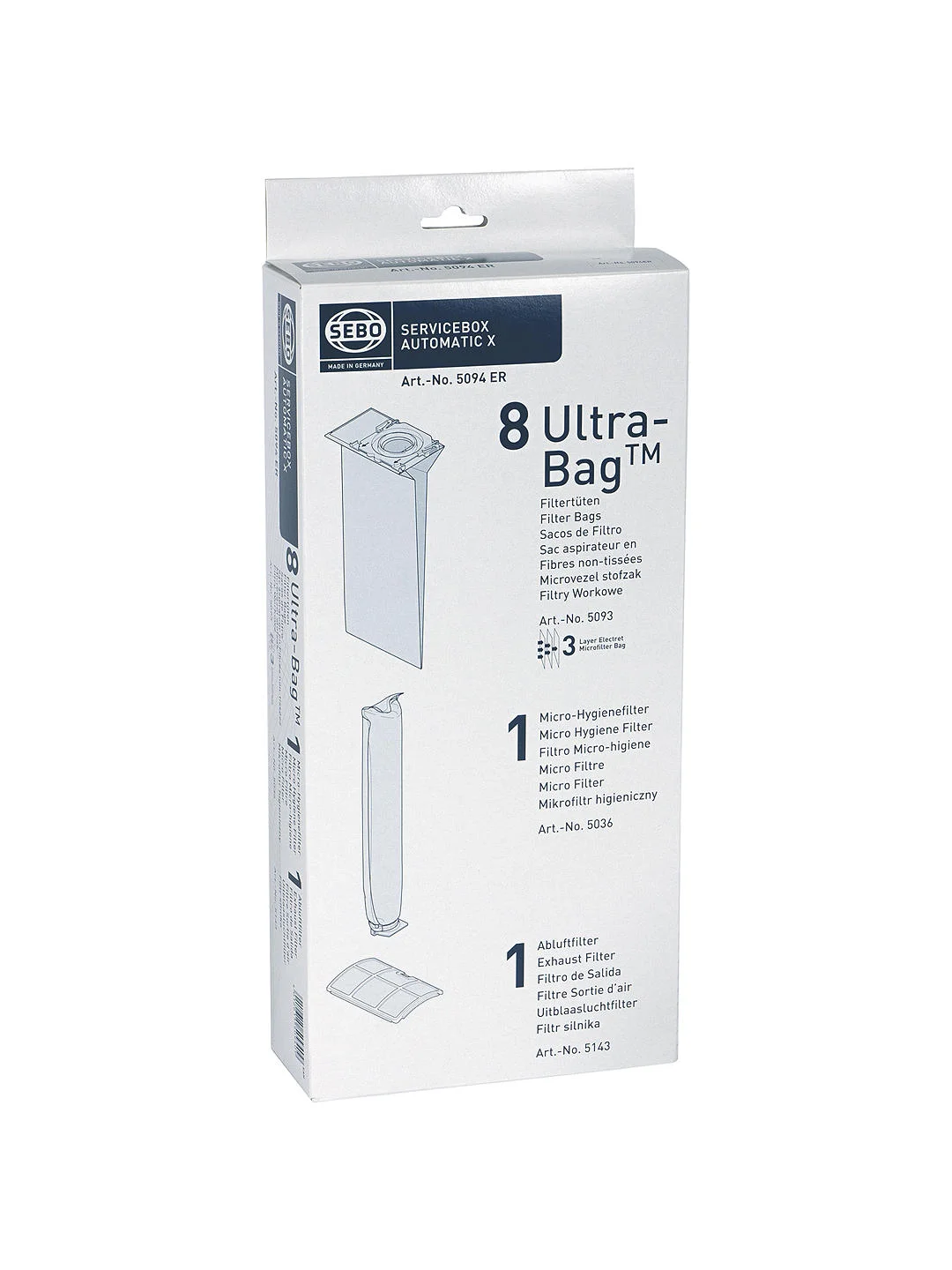 SEBO Genuine 5094ER Service Kit – Dust Bags & 2 Filters For X1, X4, And ALL X Series Vacuum Cleaners