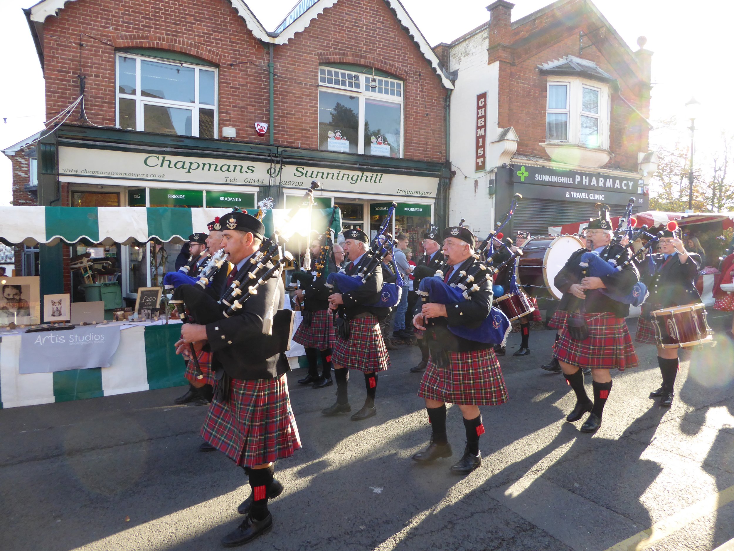 Bagpipes leading the procession