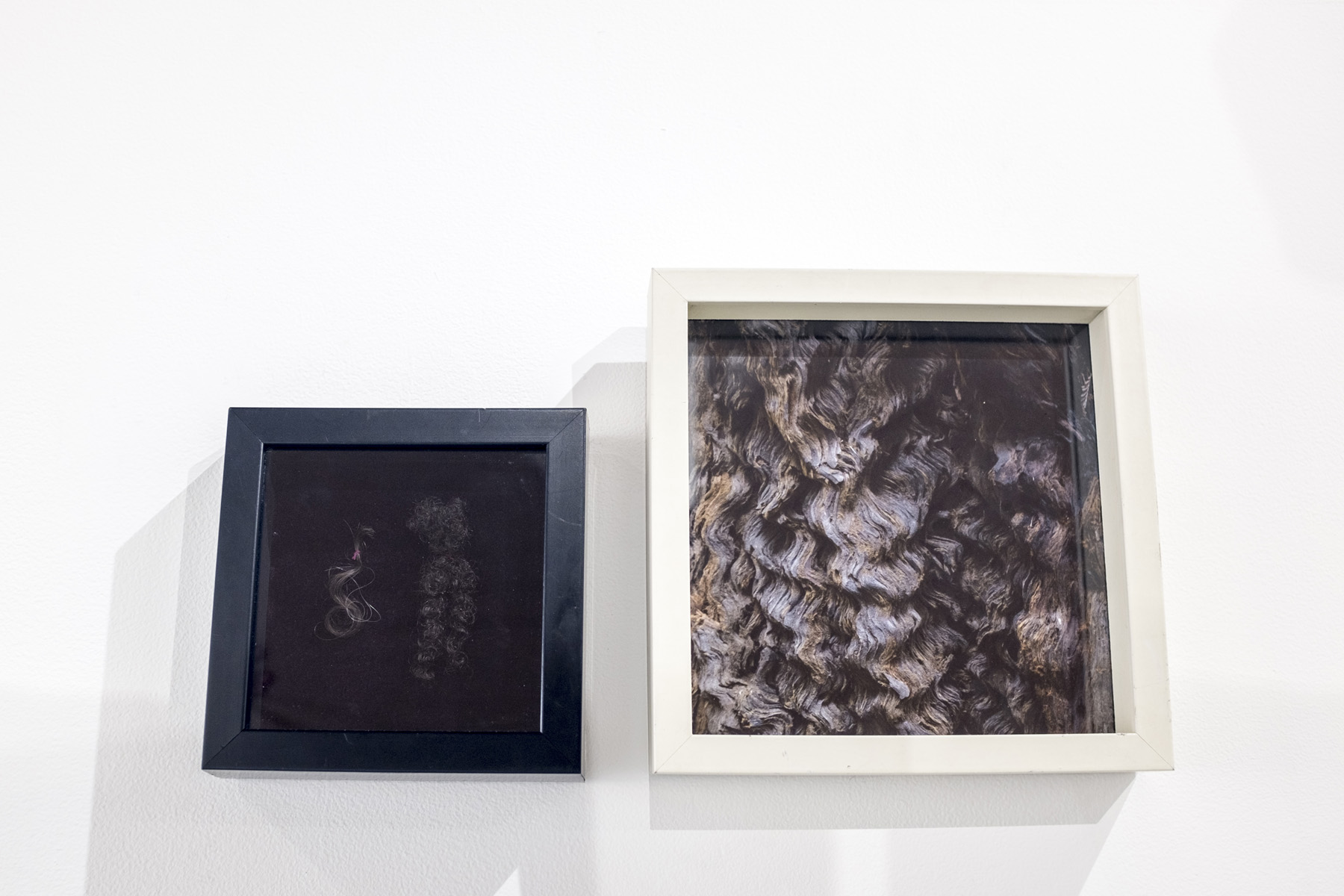 Untitled (Hair), 2019 & Untitled (Bark), 2017 by Savannah Wood