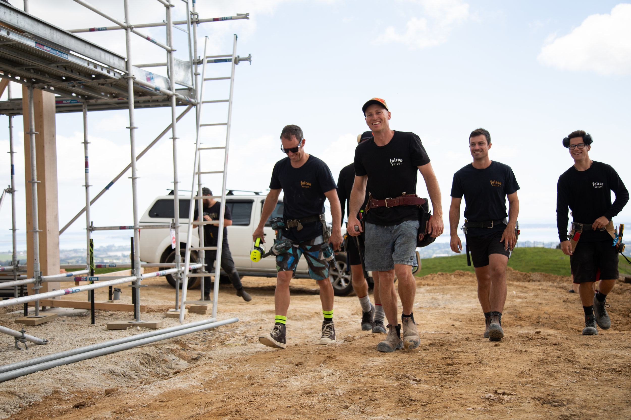 The Falcon Build team onsite at Te Puna, Tauranga
