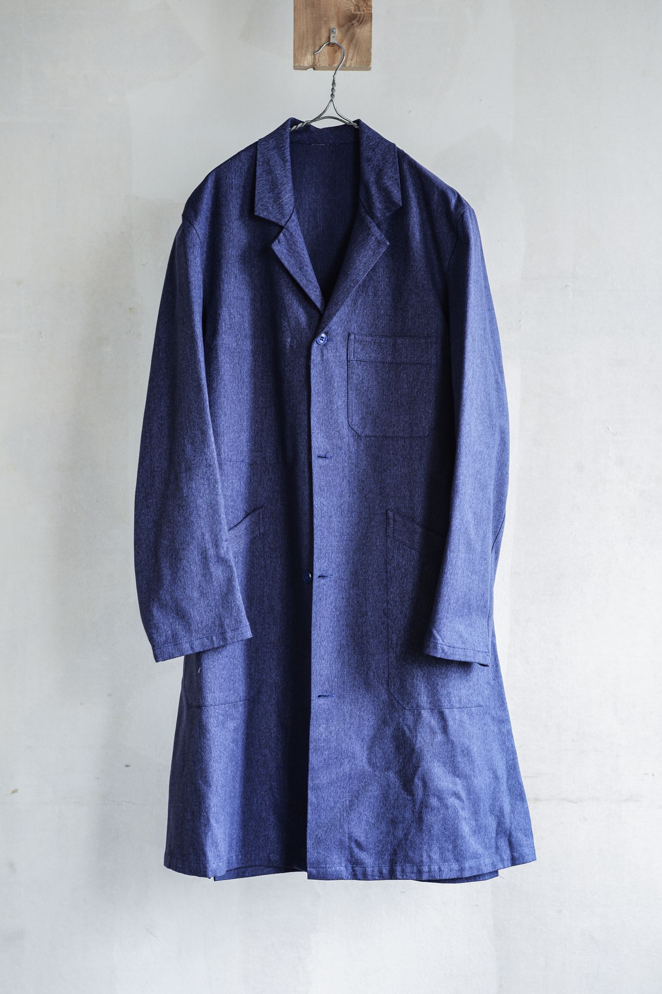 1950-1960's Dead Stock French Blue Salt & Pepper Atelier Coat