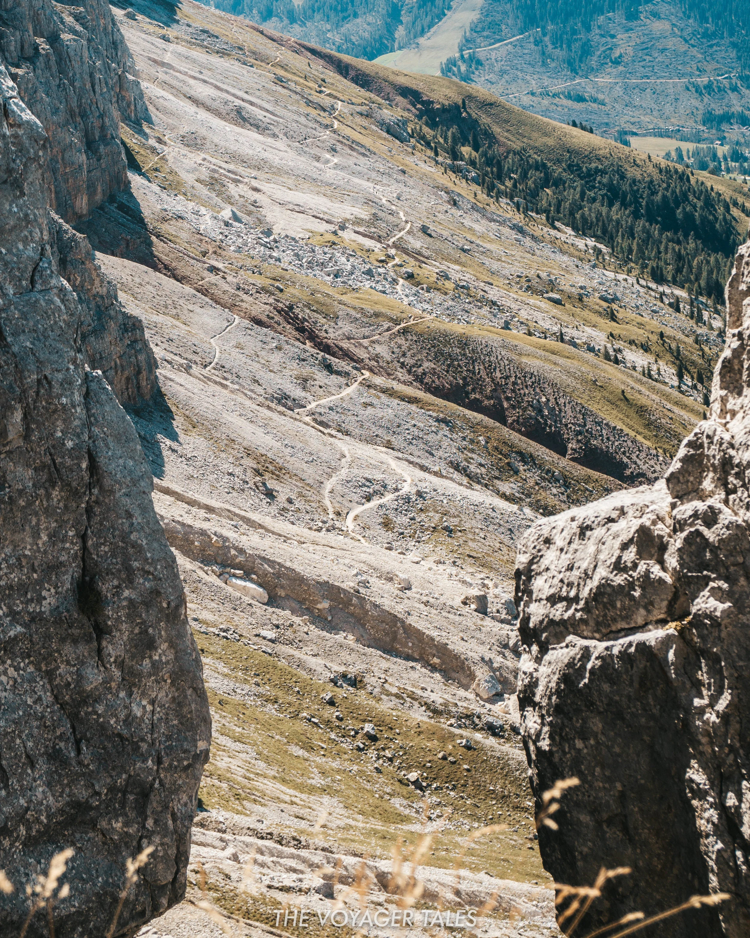 View from Via Feratta Passo Santner in the Dolomites, Italy