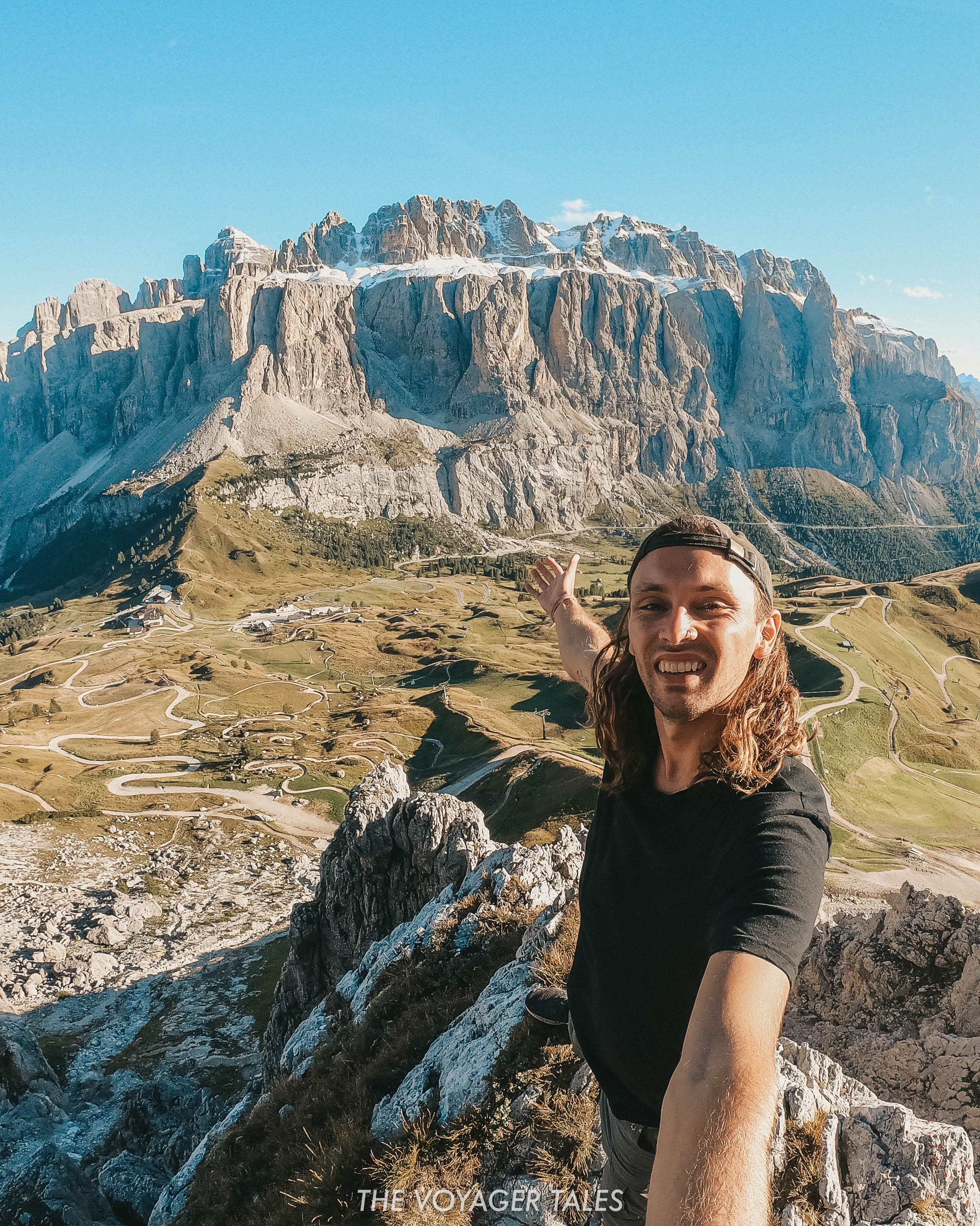 Selfie halfway up Gran Cir with Sella Group in the background